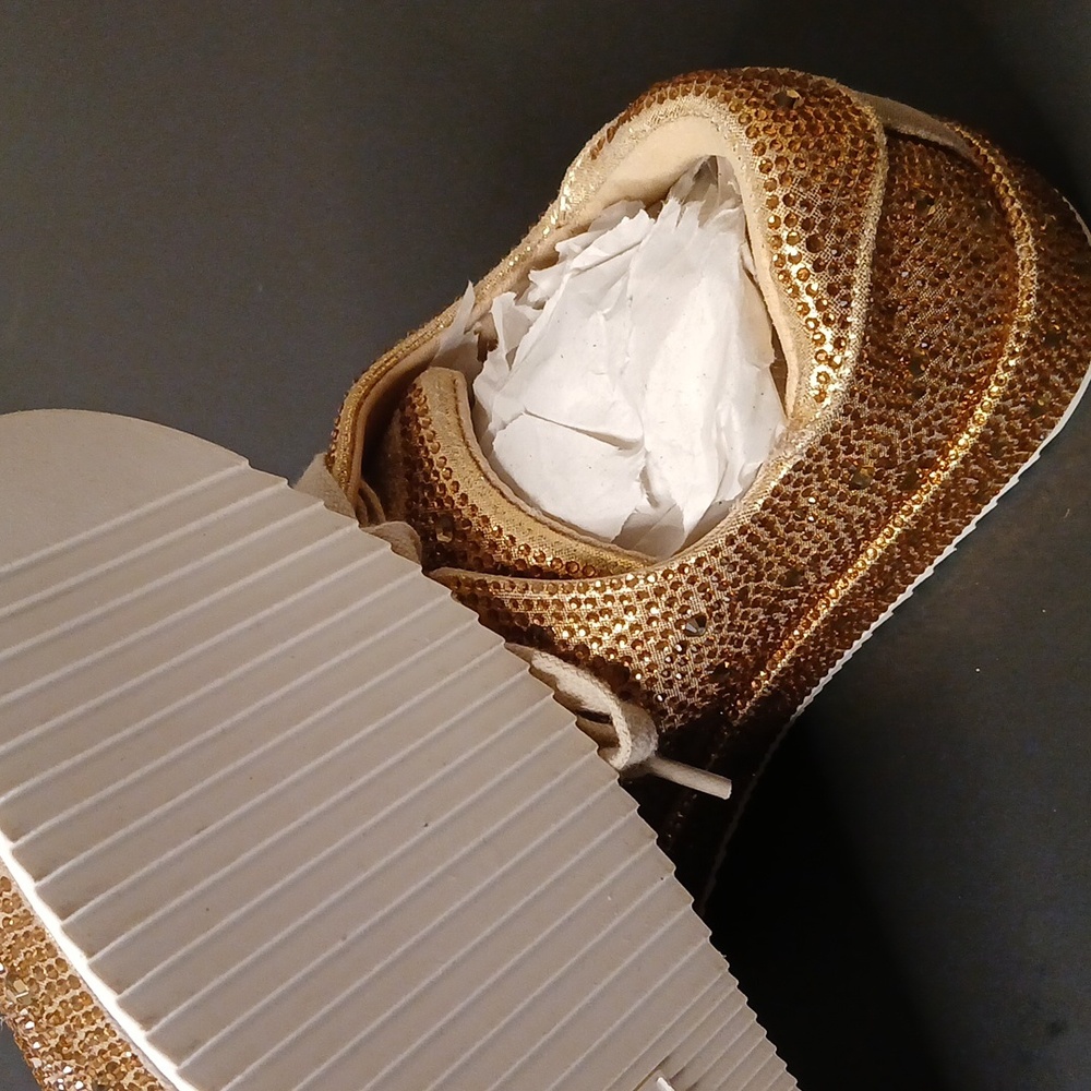 Gold Sequin Women's Sneakers - Picture 2 of 3